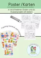 Vorschau - Arbeitsblätter - Fasching / Karneval / Fasnacht / Ausmalbild / Klassenbild - Deckblatt