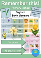 Vorschau - Spiele - Materialpaket - Merk es dir! / Remember it! - Frühblüher / Early Bloomer - 3 Versionen (Englisch) - Seite 1