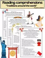 Vista previa - Hojas de trabajo - Reading Comprehension/ Traditions around the World - Portada