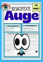 Vorschau - Unterrichtsreihen - XXL Paket - Das Auge - 30 Sachtexte + je 3 Fragen - Deckblatt