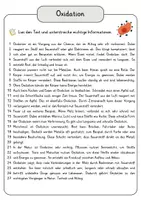 Vorschau - Arbeitsblätter - Oxidation Lesetext mit Fragen + Lösungen Leseverstehen Wortspeicher didaktische Reserve Lesen Leseverständnis - Seite 3