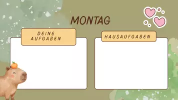 Vorschau - Präsentationen/Tafelbilder - süße Capybara Tafelbilder| Wochentage | Stundenablauf - Seite 1