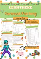 Vorschau - Arbeitsblätter - Lerntheke - Karneval/Fasching (Klasse 3-4) - Deckblatt