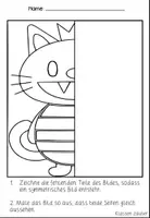Vorschau - Mal- und Bastelvorlagen - katzen : Symmetrie ausmalbilder zum Vervollständigen - Seite 1