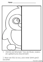 Vorschau - Mal- und Bastelvorlagen - Pinguin Symmetrie Bilder – Zeichnen, Spiegeln & Ausmalen - Seite 3