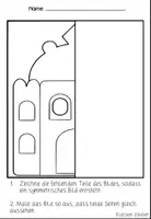Vorschau - Mal- und Bastelvorlagen - Schloss Symmetrie Bilder, Ausmalbilder - Seite 1