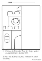 Vorschau - Mal- und Bastelvorlagen - Schloss Symmetrie Bilder, Ausmalbilder - Seite 2