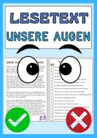 Vorschau - Text - Unsere Augen - Lesetext mit Fragen - Deckblatt