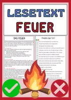 Vorschau - Arbeitsblätter - Das Feuer - Lesetext und Fragen - Deckblatt