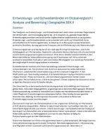 Vorschau - Klassenarbeiten - Entwicklungs- und Schwellenländer im Globalvergleich | Geographie SEK II Unterrichtsmaterial - Deckblatt