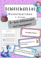 Vorschau - Arbeitsblätter - Schleichdiktat / Laufdiktat für Klasse 2: Winter. Märchen. 3-fach differenziert. Schreibspaziergang. - Deckblatt