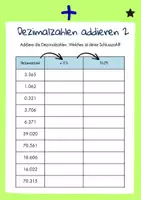 Vorschau - Arbeitsblätter - DEZIMALZAHLEN addieren & Zählen in Schritten - Seite 1
