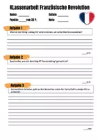 Vorschau - Test - Klassenarbeit Französische Revolution / Absolutismus - Deckblatt