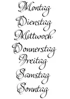 Vorschau - Mal- und Bastelvorlagen - Wochentage in Kalligrafieschrift – vielseitig einsetzbar - Seite 2