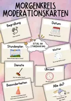Vorschau - Präsentationen/Tafelbilder - Mehr Struktur & Rituale im Klassenzimmer - Morgenkreis Moderationskarten für die Grundschule - Deckblatt