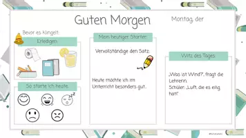 Vorschau - Präsentationen/Tafelbilder - Ritual-Folien Grundschule, Morgenstart, Stundentransparenz & Abschluss - Seite 1