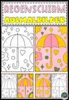 Vorschau - Mal- und Bastelvorlagen - FREEBIE: Kostenloses Regenschirm Malvorlagen - Deckblatt