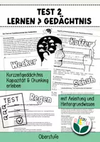 Vorschau - Arbeitsblätter - Gedächtnistest Lernen & Gedächtnis KZG LZG Neurobiologie - Deckblatt