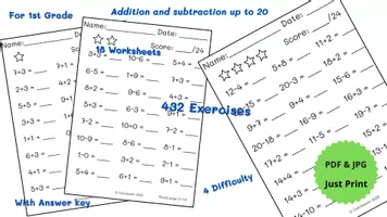 előnézet - 1st Grade Math: Addition & Subtraction within 20 - fedlap
