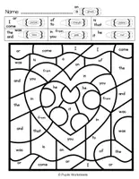 Vorschau - Arbeitsblätter - Valentine's Day Color By Number | Number Recognition Math Worksheets - Seite 1