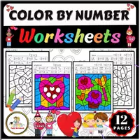 Vorschau - Arbeitsblätter - Valentine's Day Color By Number | Number Recognition Math Worksheets - Deckblatt