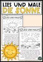 Vorschau - Arbeitsblätter - FREEBIE: Kostenloses Die Sonne Lesemalblatt - Deckblatt