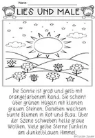Vorschau - Arbeitsblätter - FREEBIE: Kostenloses Die Sonne Lesemalblatt - Seite 1
