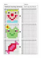 Vorschau - Arbeitsblätter - Pixelkunst Fasching, Karneval - Geometrie, Kunst, Wahrnehmung - Seite 1
