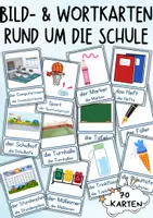 Vorschau - Poster - DaZ / DaF / Deutsch Grundschule - Wortschatz - 70 Bild- und Wortkarten - Rund um die Schule - Deckblatt