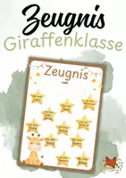 Vorschau - Bildkarten - Zeugnis Klasse 1/2 Giraffenklasse - Deckblatt