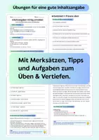 Vorschau - Arbeitsblätter - Inhaltsangaben Übung mit Merksätzen und Tipps - Deckblatt