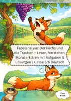 Vorschau - Arbeitsblätter - Fabelanalyse: Der Fuchs und die Trauben – Lesen, Verstehen, Moral erklären mit Aufgaben & Lösungen | Klasse 5/6 Deutsch - Deckblatt