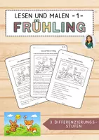 Vorschau - Arbeitsblätter - 1) Lesen und Malen im Frühling - differenziertes Lesetraining - editierbare Datei - Deckblatt