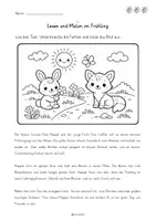 Vorschau - Arbeitsblätter - 1) Lesen und Malen im Frühling - differenziertes Lesetraining - editierbare Datei - Seite 1