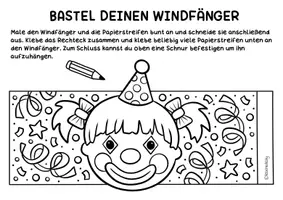 Vorschau - Arbeitsblätter - Bunte Clown Windfänger basteln - Kunst für Fasching & Karneval - Seite 2