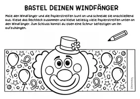 Vorschau - Arbeitsblätter - Bunte Clown Windfänger basteln - Kunst für Fasching & Karneval - Seite 3