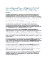 Vorschau - Klassenarbeiten - Enzyme – Struktur, Wirkung und Regulation | Klausur Chemie SEK II - Deckblatt