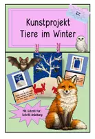Vorschau - Mal- und Bastelvorlagen - Kunstprojekt : Zeichnen : Tiere im Winter - Deckblatt