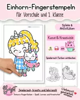 Vorschau - Arbeitsblätter - Dot Marker Einhorn Fingerabdruckbilder & Dot painting -Teil 1 - Deckblatt