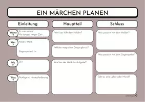 Vorschau - Arbeitsblätter - Märchen schreiben leicht gemacht – Planungsraster mit Ideensammlung - Seite 1