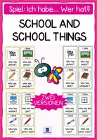 Vorschau - Spiele - School and School Things GAME: I have... Who has? (SPIEL: Ich habe... Wer hat?) - Deckblatt