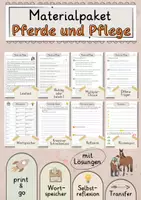 Vorschau - Arbeitsblätter - Pferde und Pflege Lesetext mit Fragen + Lösungen Leseverstehen Wortspeicher didaktische Reserve Lesen Leseverständnis - Deckblatt