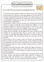 Vorschau - Arbeitsblätter - Post und Kommunikation Lesetext mit Fragen + Lösungen Leseverstehen Wortspeicher didaktische Reserve Lesen Leseverständnis - Seite 3