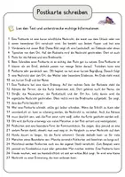Vorschau - Arbeitsblätter - Postkarte schreiben Lesetext mit Fragen + Lösungen Leseverstehen Wortspeicher didaktische Reserve Lesen Leseverständnis - Seite 3