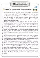 Vorschau - Arbeitsblätter - Pflanzen gießen Lesetext mit Fragen + Lösungen Leseverstehen Wortspeicher didaktische Reserve Lesen Leseverständnis - Seite 3