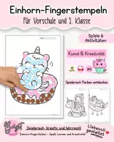 Vorschau - Arbeitsblätter - Dot Marker Einhorn Fingerabdruckbilder & Dot painting -Teil 3 - Deckblatt