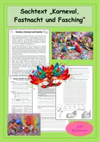 Vorschau - Stundenentwürfe - Sachtext Karneval, Fasching, Fastnacht - Textarbeit - Leseverstehen - Deckblatt