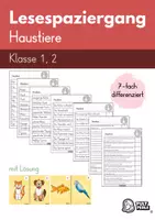 Vorschau - Arbeitsblätter - Lesespaziergang Haustiere siebenfach differenziertPultperle - Deckblatt