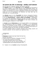 Vorschau - Arbeitsblätter - Das Ohr - Aufbau und Funktion mit Präsentation - Seite 1