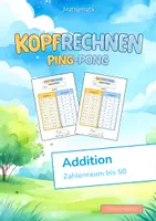Vorschau - Arbeitsblätter - Mathematik Kopfrechnen Ping Pong Addition Zahlenraum bis 50 - Deckblatt